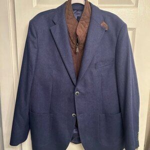 Boggi Blue Modern Fit Two-Button Blazer with Removable Trim